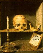 Vanitas still life from the reverse of